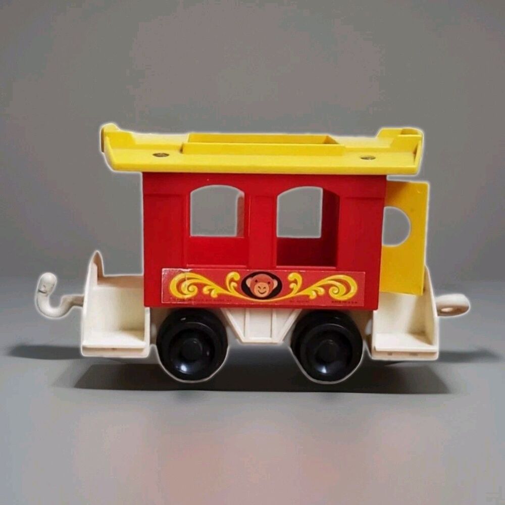 Fisher Price Circus Train Car  Little People Red Monkey Car 1973 Vintage Caboose